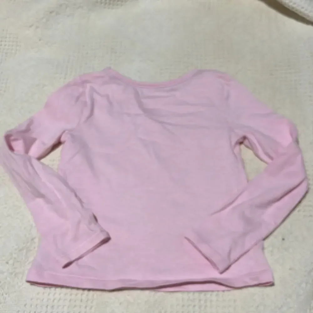 Issac Mizrahi 5/6 pink long sleeve love tee shirt sequined flip like new EUC